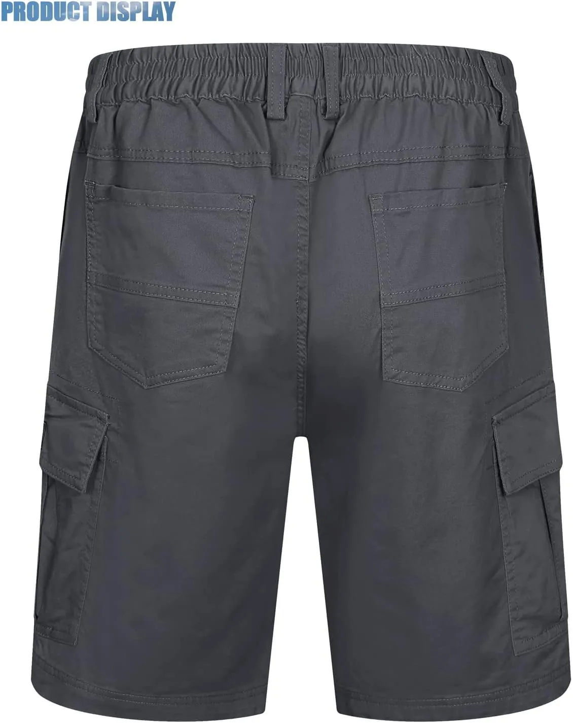 TACVASEN Men's Flat Shorts with Pockets Summer Casual Cotton Work Shorts Elastic Waist