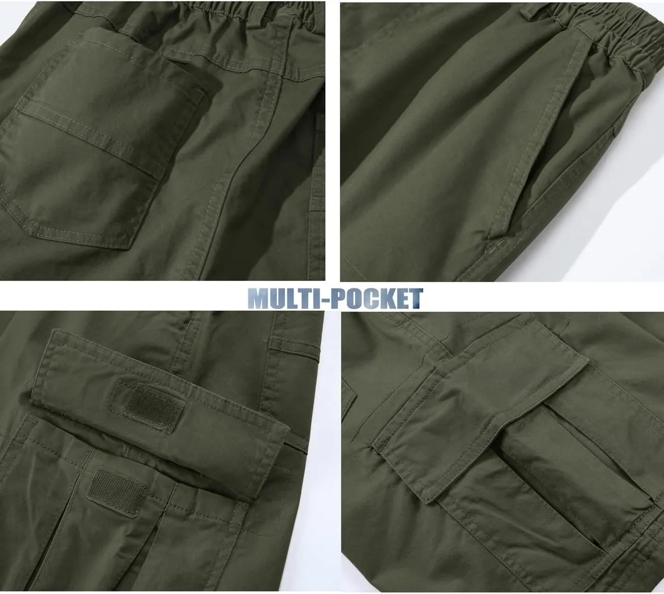 TACVASEN Men's Flat Shorts with Pockets Summer Casual Cotton Work Shorts Elastic Waist