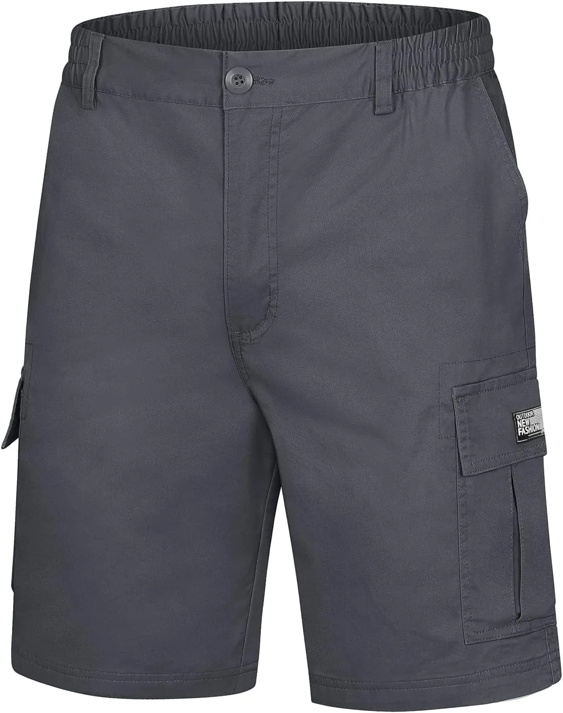 TACVASEN Men's Flat Shorts with Pockets Summer Casual Cotton Work Shorts Elastic Waist