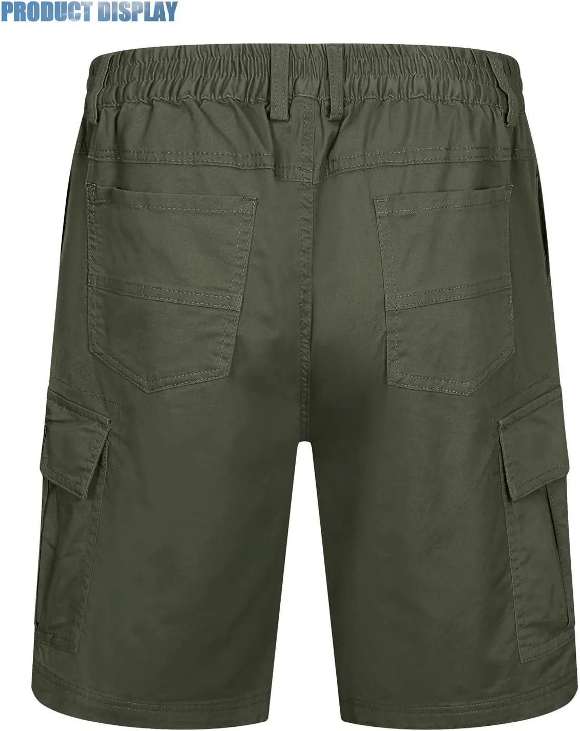 TACVASEN Men's Flat Shorts with Pockets Summer Casual Cotton Work Shorts Elastic Waist