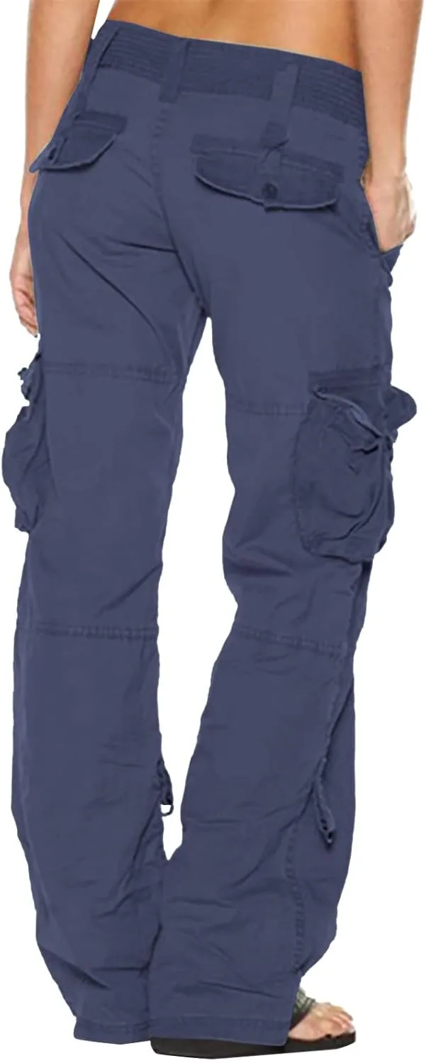 TANGNADE Women's High Rise Straight Leg Y2K Streetwear Cargo Pants Baggy Pants with Pocket Summer Pants for Women 2024