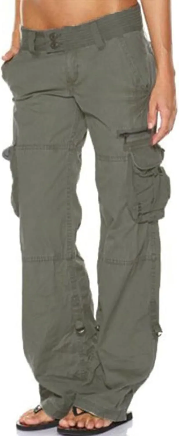 TANGNADE Women's High Rise Straight Leg Y2K Streetwear Cargo Pants Baggy Pants with Pocket Summer Pants for Women 2024