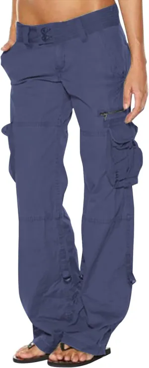 TANGNADE Women's High Rise Straight Leg Y2K Streetwear Cargo Pants Baggy Pants with Pocket Summer Pants for Women 2024