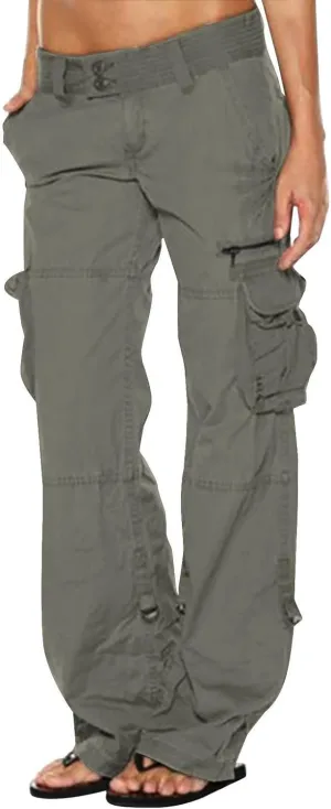 TANGNADE Women's High Rise Straight Leg Y2K Streetwear Cargo Pants Baggy Pants with Pocket Summer Pants for Women 2024