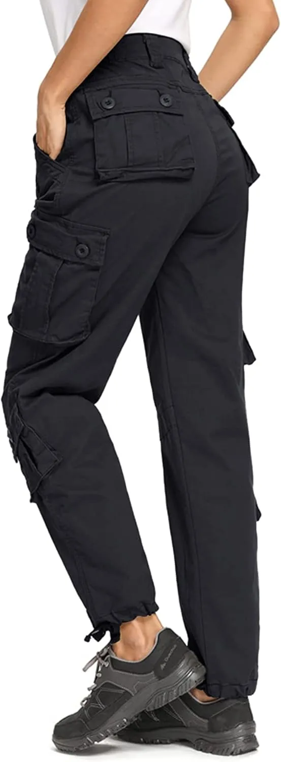 TRGPSG Women's Cargo Pants, Fashion Cargo Elastic Waistband Sweatpants, Techwear Camo Pants with Multi-Pocket