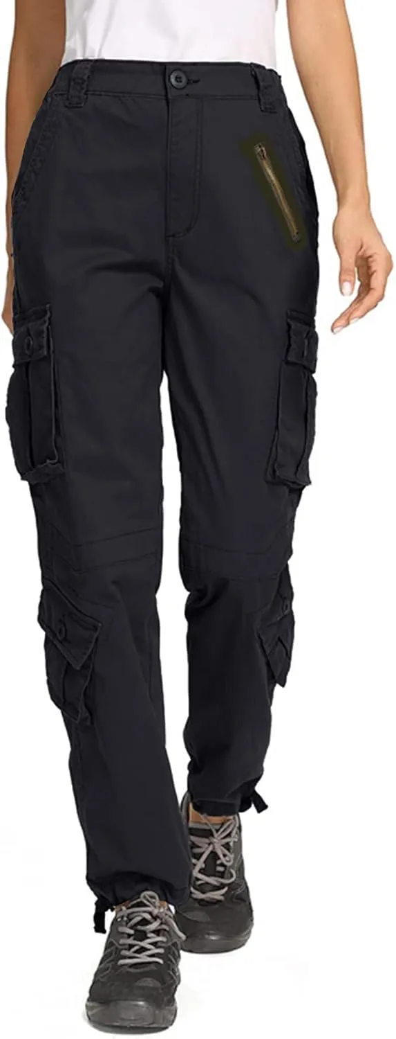 TRGPSG Women's Cargo Pants, Fashion Cargo Elastic Waistband Sweatpants, Techwear Camo Pants with Multi-Pocket