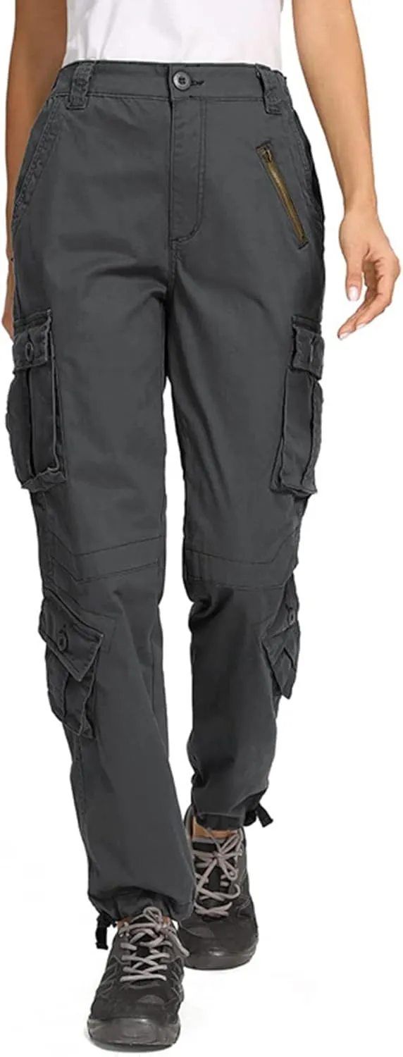 TRGPSG Women's Cargo Pants, Fashion Cargo Elastic Waistband Sweatpants, Techwear Camo Pants with Multi-Pocket