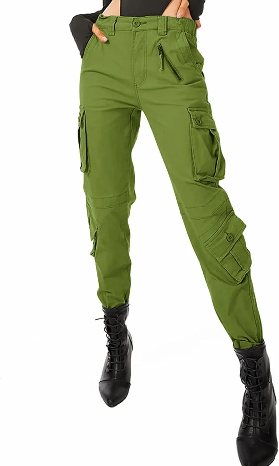 TRGPSG Women's Cargo Pants, Fashion Cargo Elastic Waistband Sweatpants, Techwear Camo Pants with Multi-Pocket