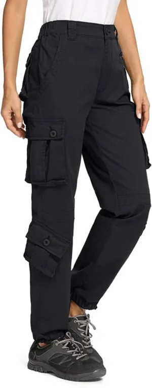 TRGPSG Women's Cargo Pants, Fashion Cargo Elastic Waistband Sweatpants, Techwear Camo Pants with Multi-Pocket