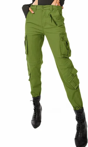 TRGPSG Women's Cargo Pants, Fashion Cargo Elastic Waistband Sweatpants, Techwear Camo Pants with Multi-Pocket