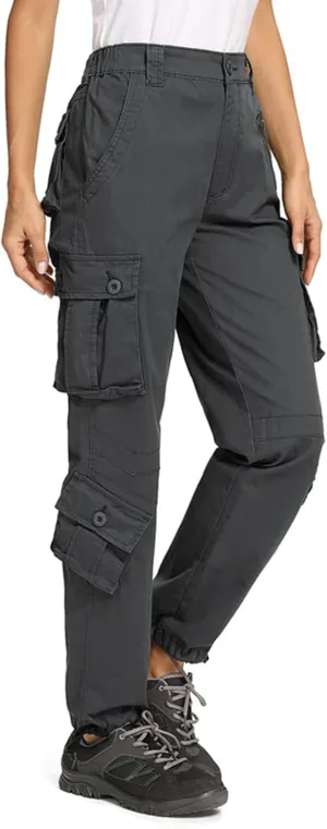 TRGPSG Women's Cargo Pants, Fashion Cargo Elastic Waistband Sweatpants, Techwear Camo Pants with Multi-Pocket