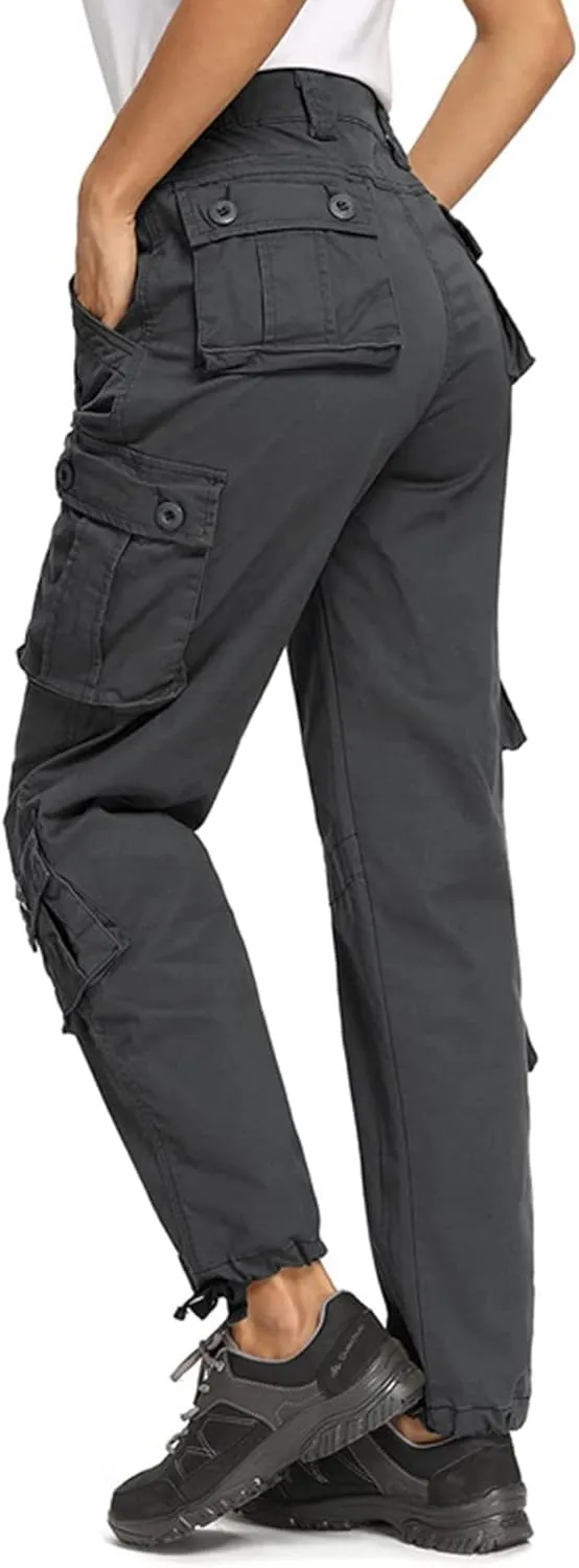 TRGPSG Women's Cargo Pants, Fashion Cargo Elastic Waistband Sweatpants, Techwear Camo Pants with Multi-Pocket