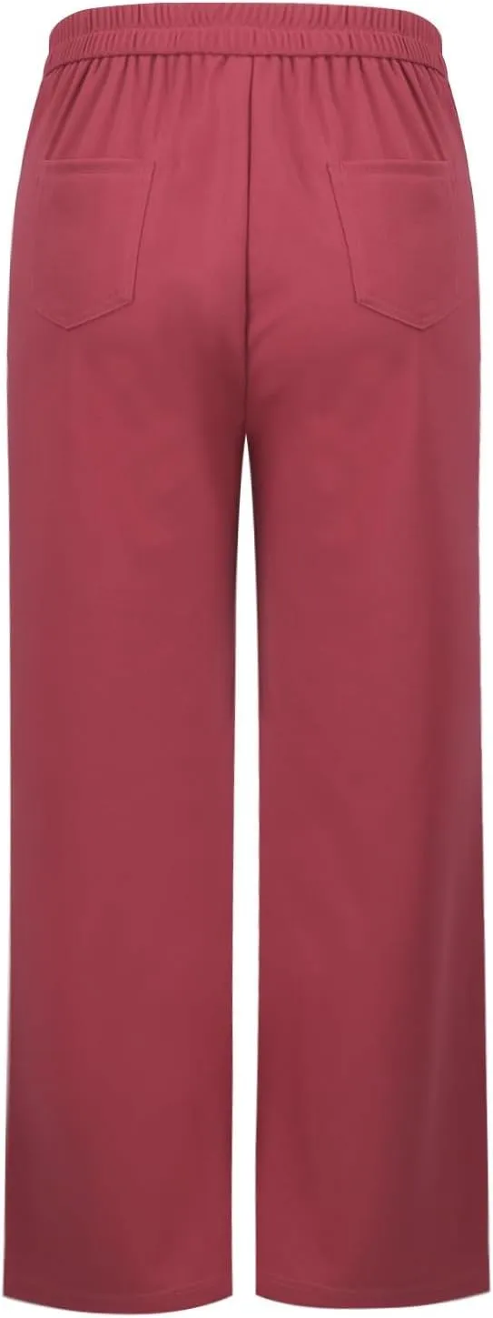 Trousers Pants for Women Women's Casual Straight Leg Pants High Waisted Button Down Stretchy Business Work Trousers