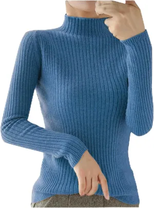 Turtle Necks Tops for Women Ribbed Knitted Sweater Plus Size Casual Sweater Winter Fashion Tops Solid Color Sweater