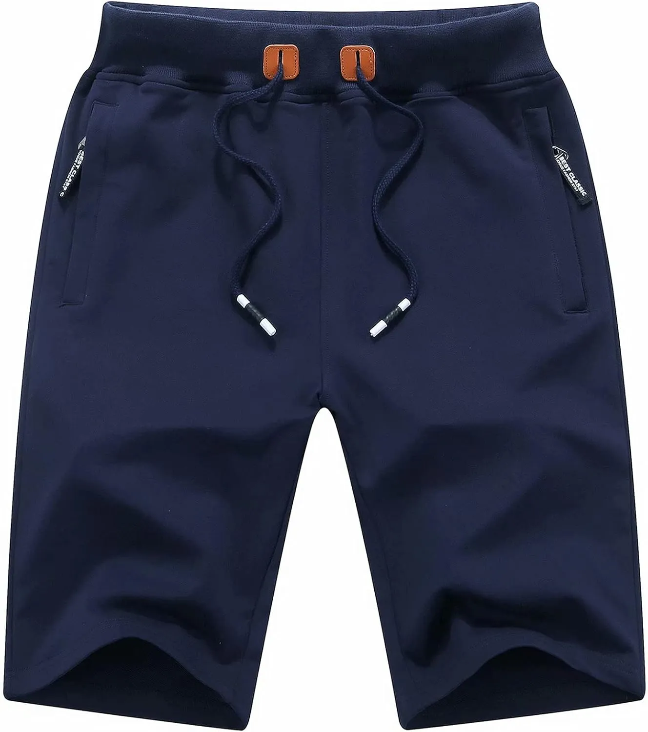 Tyhengta Mens Shorts Casual Drawstring Elastic Waist Workout Shorts with Zipper Pockets