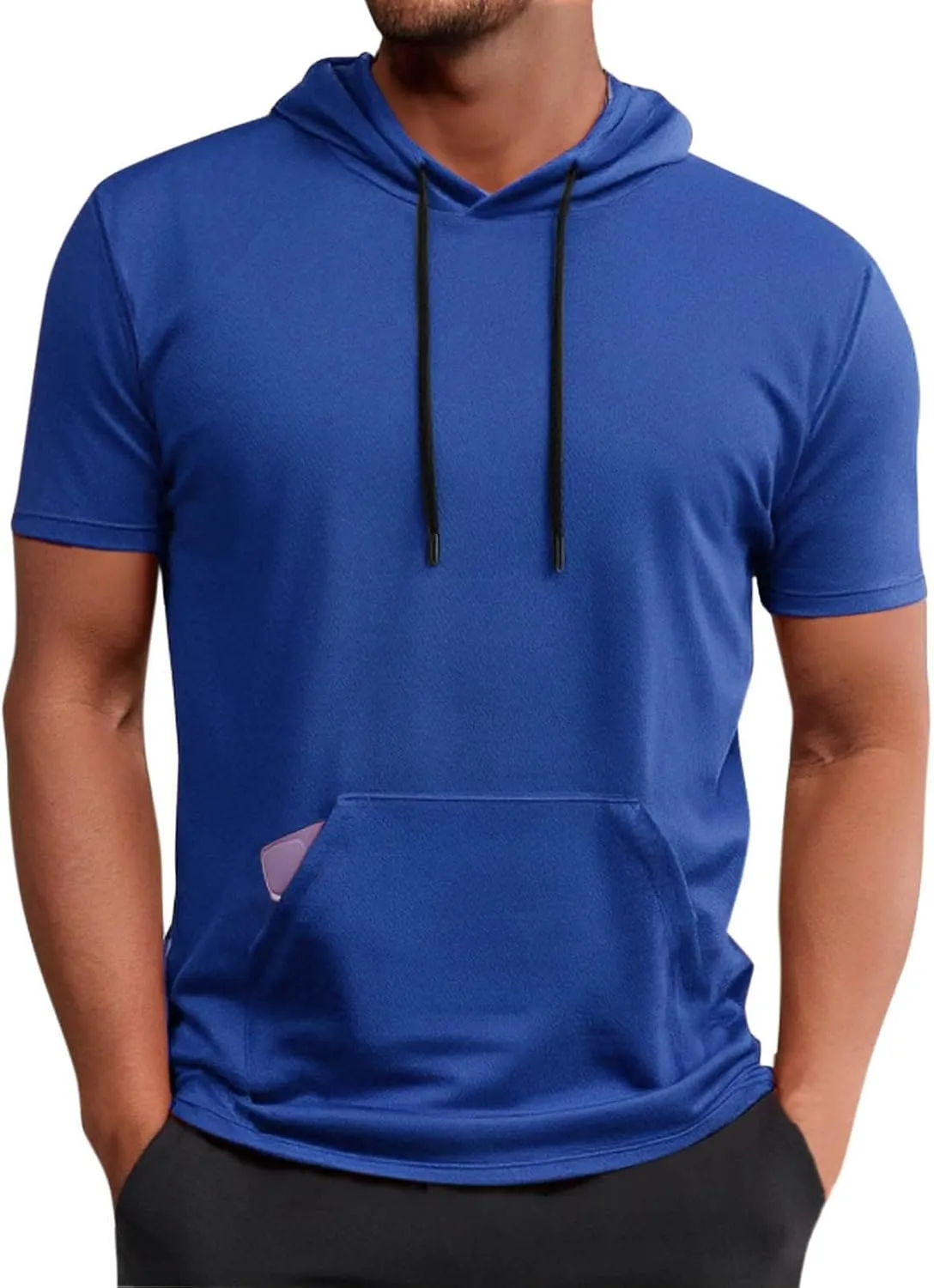 Uillui Men's Performance Hooded T-Shirt Mesh Quick Dry Athletic Hoodie Short Sleeve Outdoor Running Fitness Sports Shirts