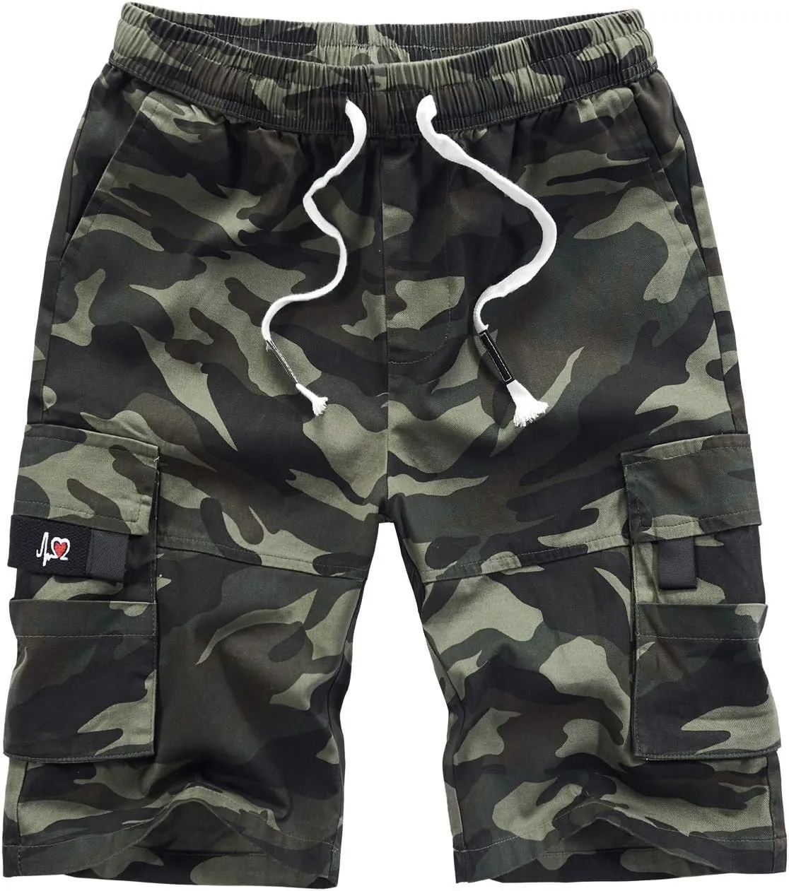 VtuAOL Men's Cargo Shorts Elastic Waist Casual Cotton Shorts with Multi Pockets