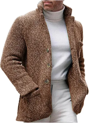 Wankang Mens Cardigan Sweaters Button Down Cable Knitted Knitwear Open Sweaters Winter Outwear Coat for Big and Tall Men