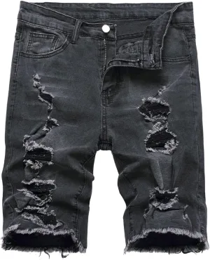 Washed Denim Shorts for Mens Casual Classic Fit Ripped Shorts Distressed Summer Jeans Shorts Workout Short Jeans Pants