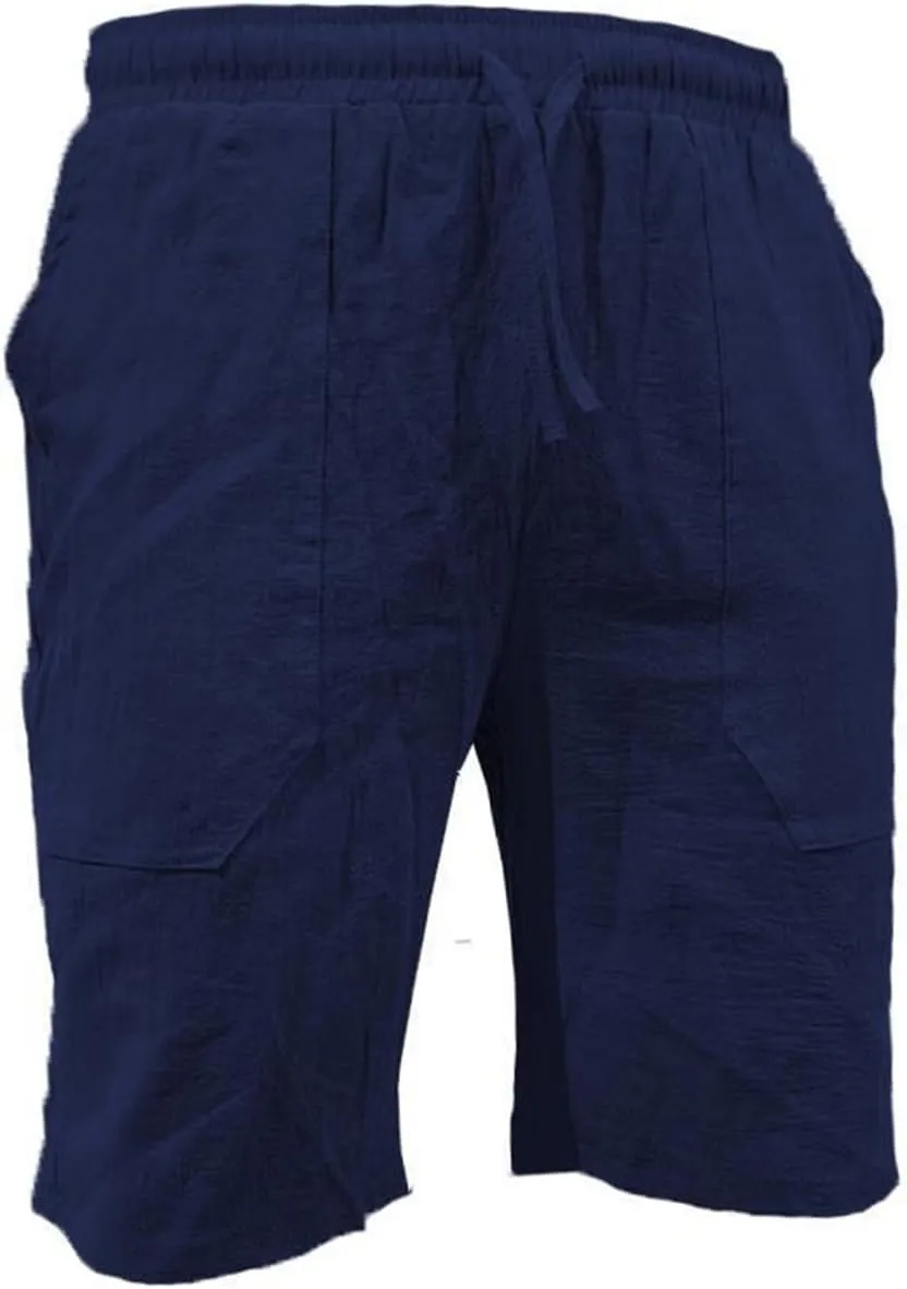 White Linen Shorts Men Big and Tall Beach Shorts Casual Cotton Linen Shorts Loose Lightweight Short Athletic Linen
