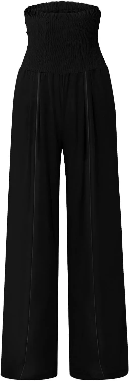 Wide Leg Cotton Linen Pants Women High Waisted Dress Pants Business Casual Work Pants Boho Palazzo Pants with Pockets