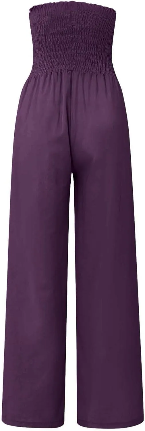 Wide Leg Cotton Linen Pants Women High Waisted Dress Pants Business Casual Work Pants Boho Palazzo Pants with Pockets