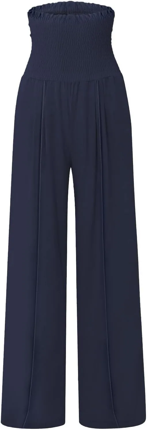 Wide Leg Cotton Linen Pants Women High Waisted Dress Pants Business Casual Work Pants Boho Palazzo Pants with Pockets