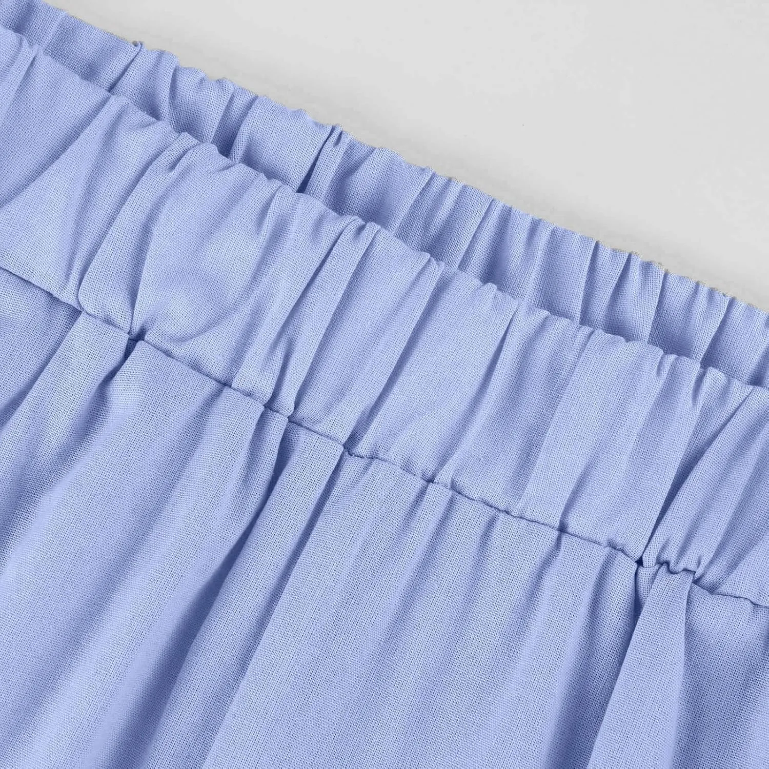 Wide Leg Linen Pants for Women Plus Size Cropped Linen Pants Casual Summer Elastic High Waisted Lounge Pants