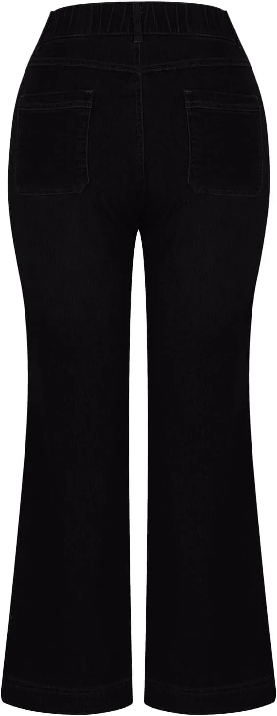 Wide Leg Pants for Women Plus Size Jeans High Waisted Denim Pants A Line Jean Pants Loose Fit Trousers Stretch Pants
