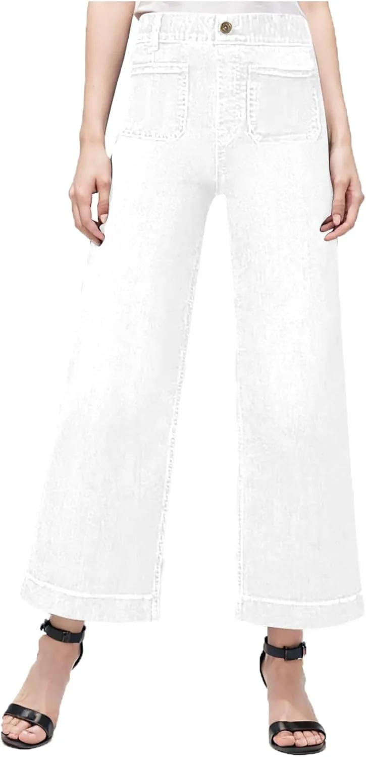 Wide Leg Pants for Women Plus Size Jeans High Waisted Denim Pants A Line Jean Pants Loose Fit Trousers Stretch Pants