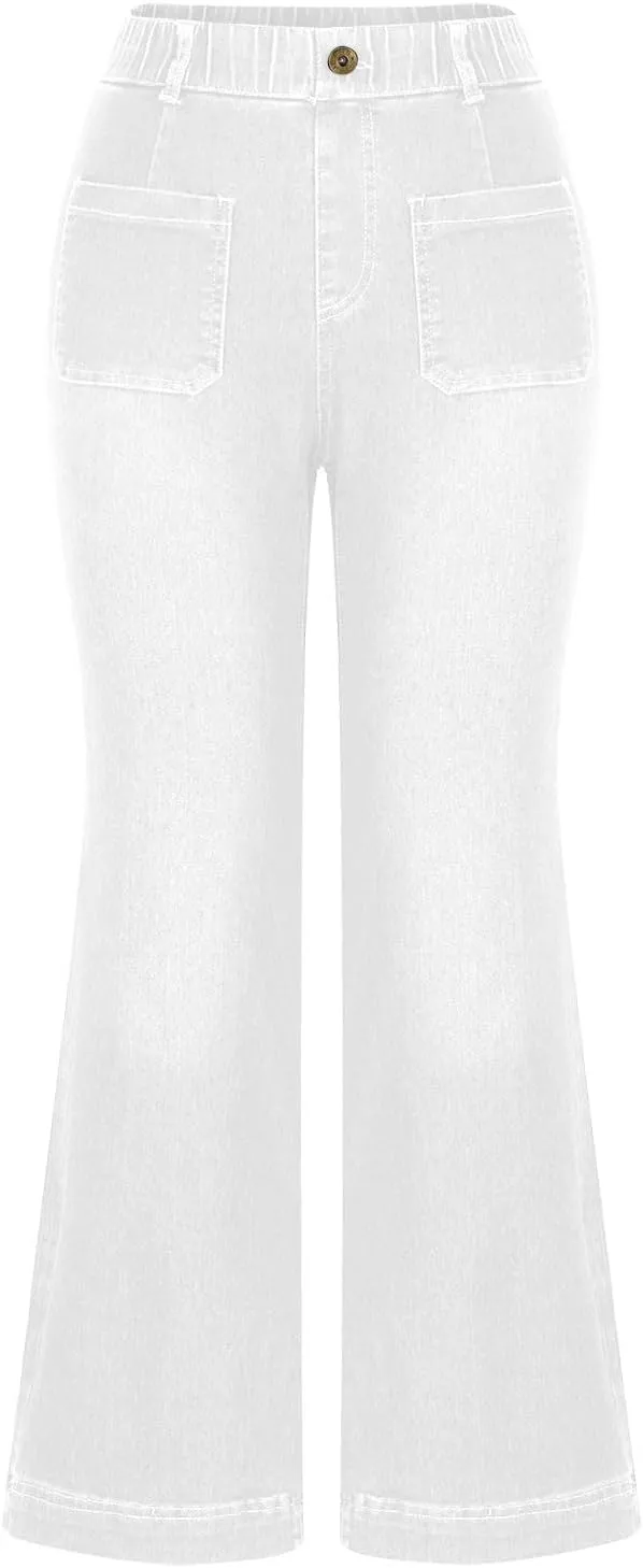 Wide Leg Pants for Women Plus Size Jeans High Waisted Denim Pants A Line Jean Pants Loose Fit Trousers Stretch Pants