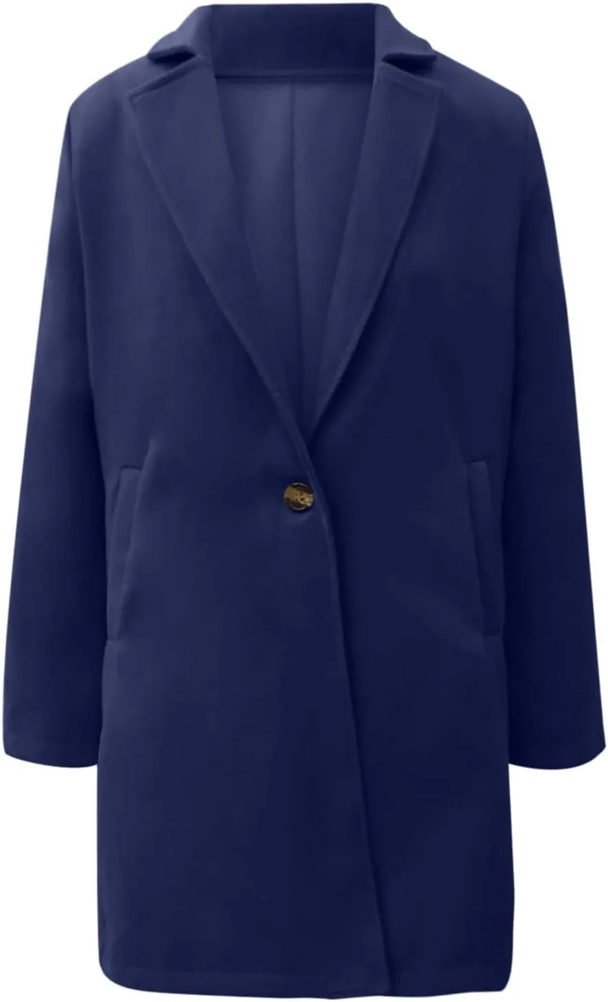 Wkishenl Women's Wool Blend Coat Fall Winter Fashion Lapel Collar Trench Coat Solid Color Single Breasted Jackets Outerwear