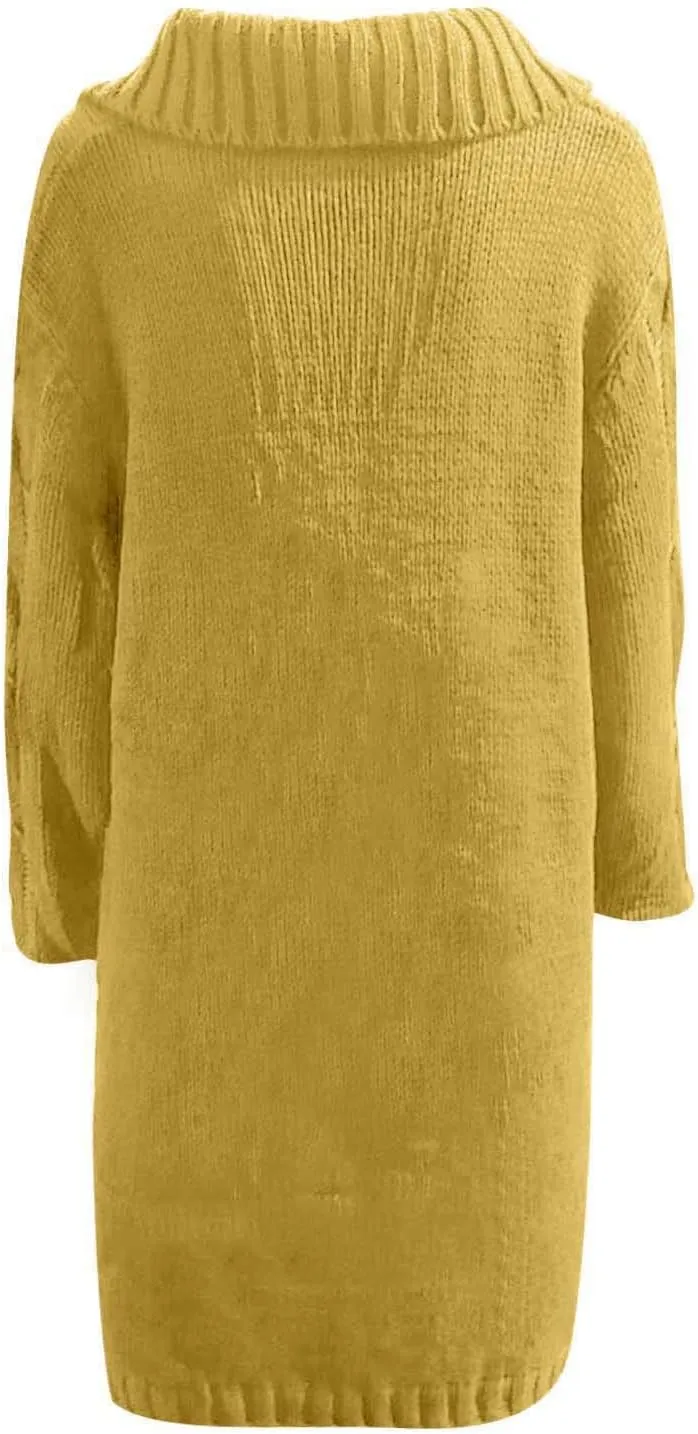 Women Cable Knit Cardigan Sweaters Oversize Chunky Warm Open Front Long Sweaters Trendy Button Outwear with Pockets