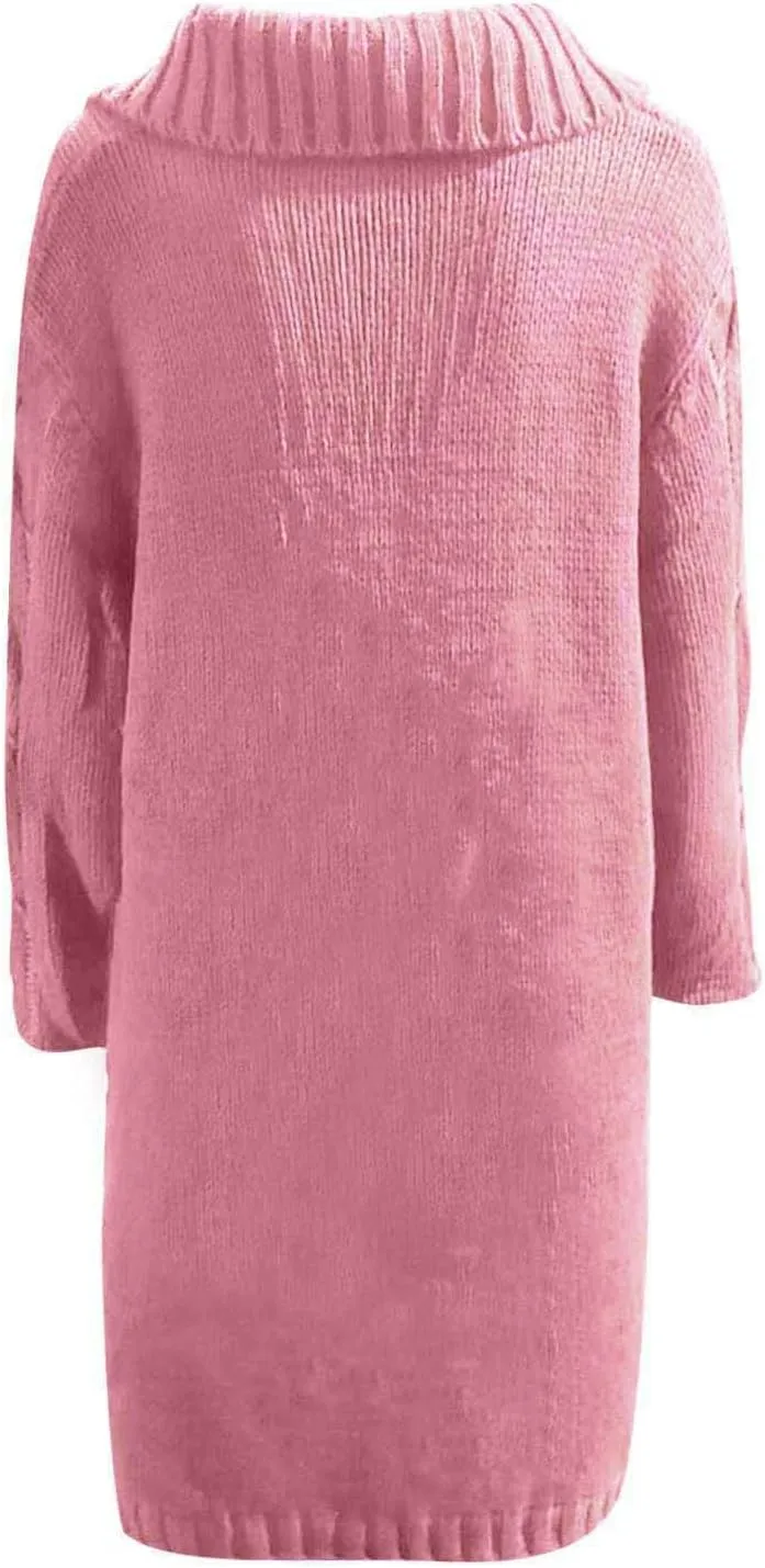 Women Cable Knit Cardigan Sweaters Oversize Chunky Warm Open Front Long Sweaters Trendy Button Outwear with Pockets