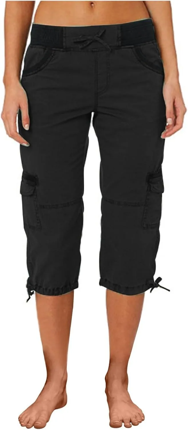 Women Capri Pants for Summer 2024 Casual Cotton Linen Plus Size Capris Lightweight Cropped Cargo Pants with Pockets