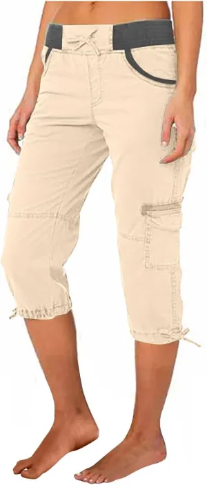 Women Capri Pants for Summer 2024 Casual Cotton Linen Plus Size Capris Lightweight Cropped Cargo Pants with Pockets