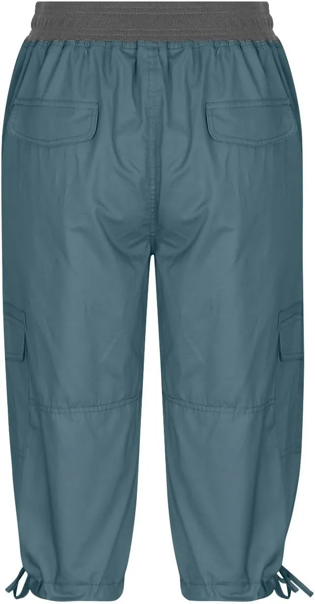 Women Capri Pants for Summer 2024 Casual Cotton Linen Plus Size Capris Lightweight Cropped Cargo Pants with Pockets