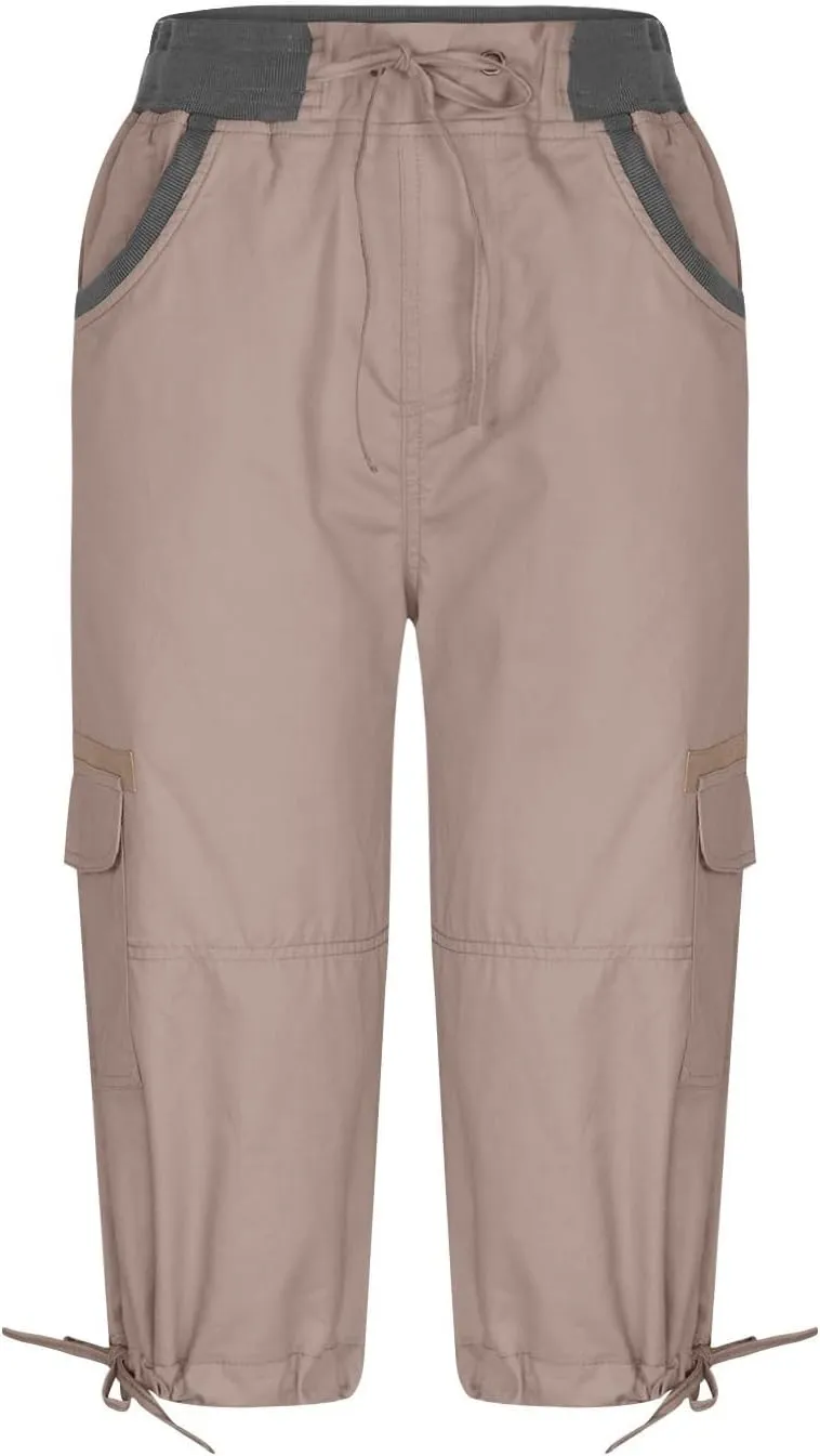Women Capri Pants for Summer 2024 Casual Cotton Linen Plus Size Capris Lightweight Cropped Cargo Pants with Pockets