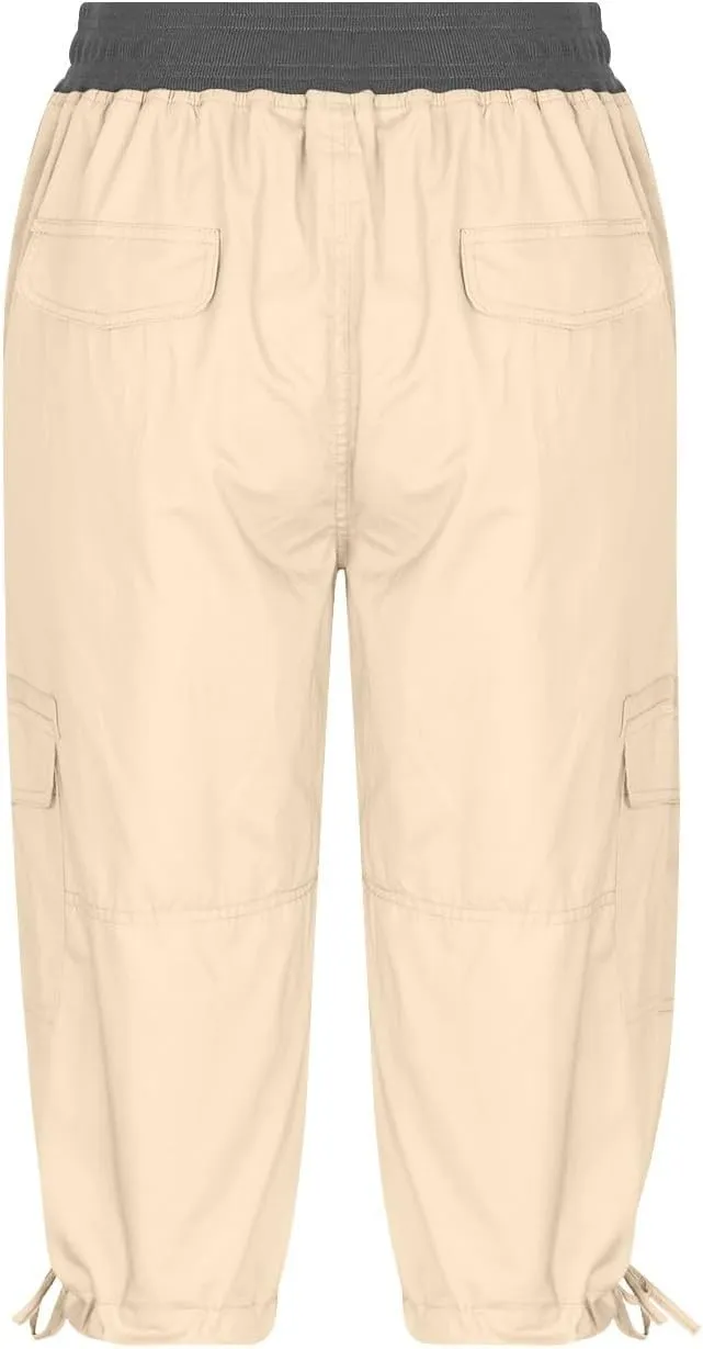 Women Capri Pants for Summer 2024 Casual Cotton Linen Plus Size Capris Lightweight Cropped Cargo Pants with Pockets