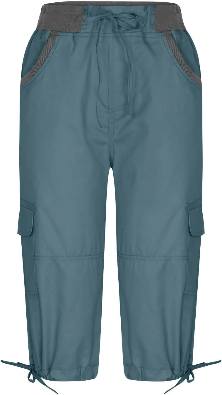 Women Capri Pants for Summer 2024 Casual Cotton Linen Plus Size Capris Lightweight Cropped Cargo Pants with Pockets
