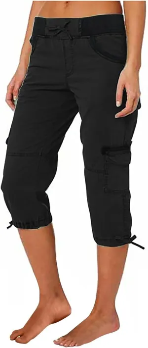 Women Capri Pants for Summer 2024 Casual Cotton Linen Plus Size Capris Lightweight Cropped Cargo Pants with Pockets