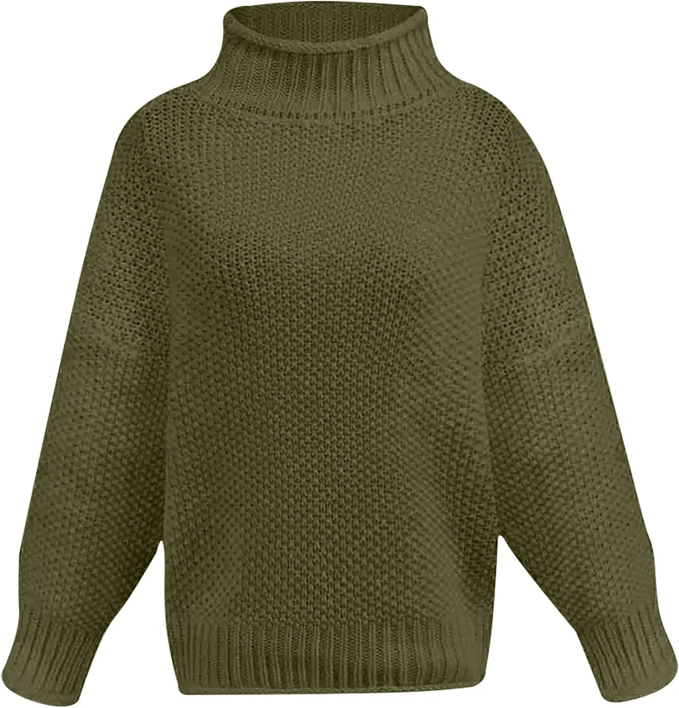 Women Casual Oversized Sweaters Turtleneck Batwing Long Sleeve Pullovers Lightweight Loose Chunky Knit Jumper Tops