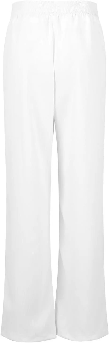 Women Linen Pants Casual Crossover Wide Leg Pants Summer Baggy Beach Pants with Pocket Lightweight Flowy Lounge Pant