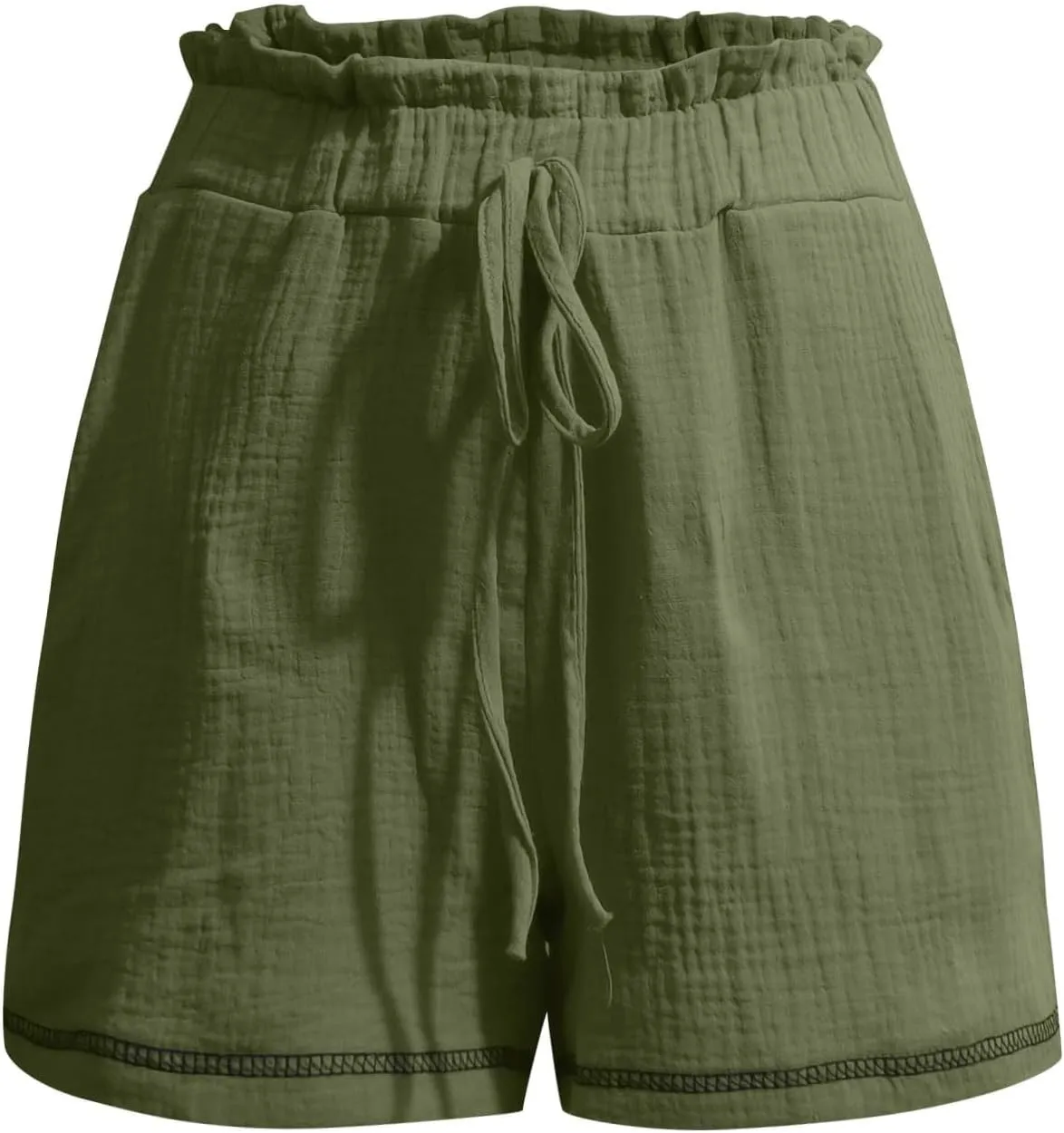 Women Linen Shorts Summer Casual Drawstring Flowy Shorts Wide Leg Shorts with Pockets Plus Size Beach Shorts