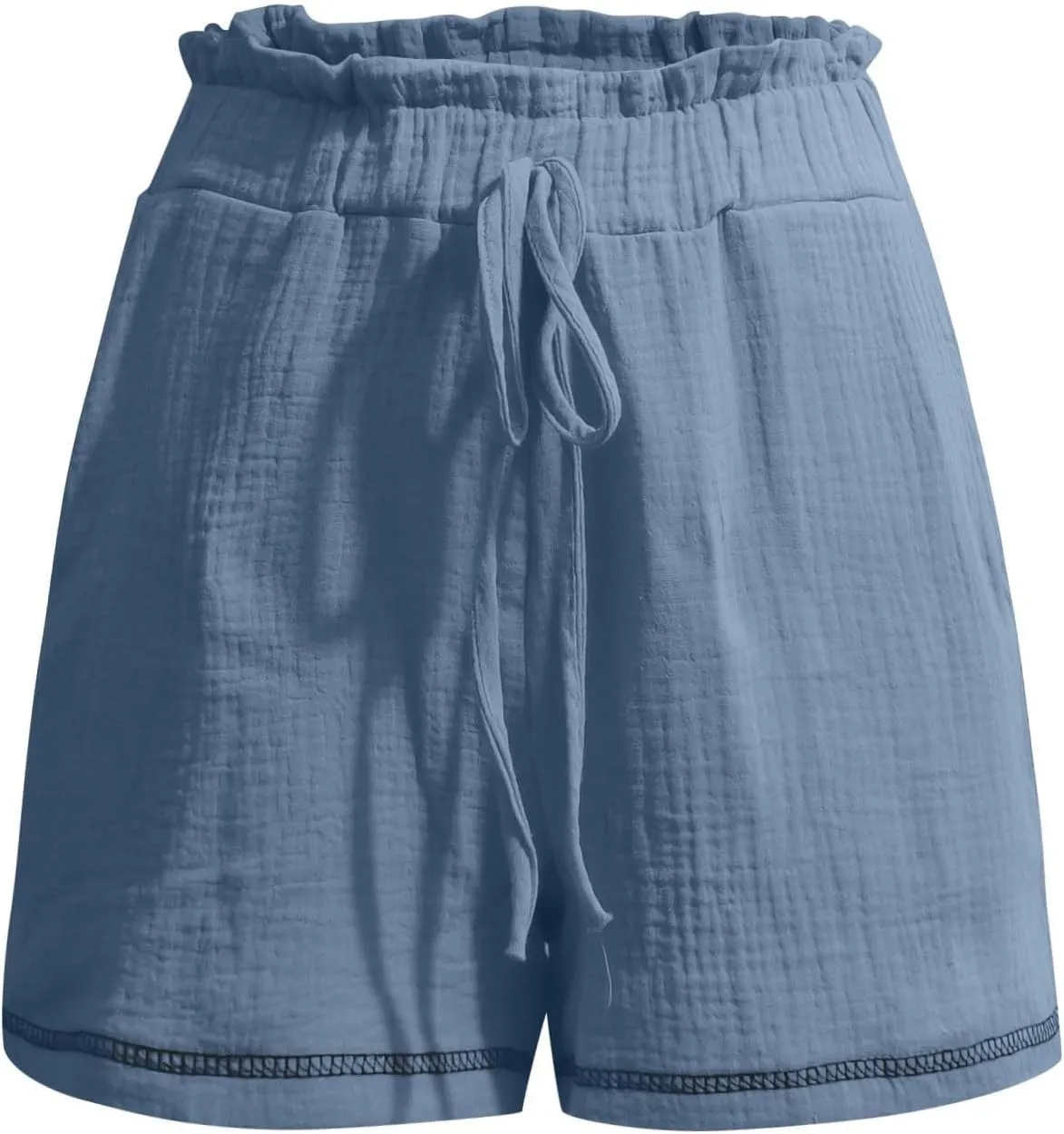 Women Linen Shorts Summer Casual Drawstring Flowy Shorts Wide Leg Shorts with Pockets Plus Size Beach Shorts