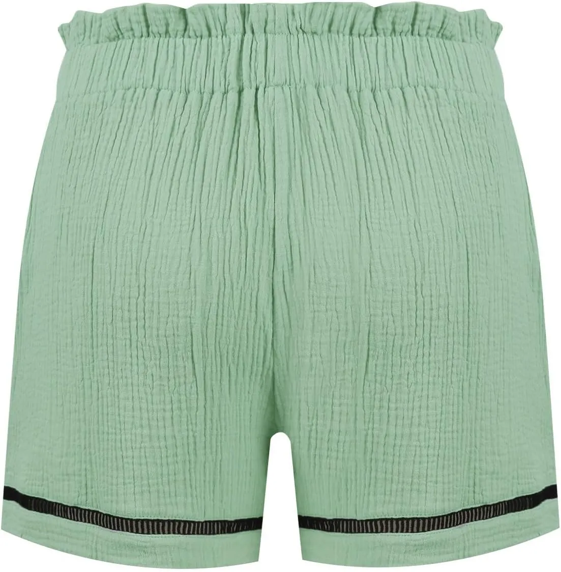 Women Linen Shorts Summer Casual Drawstring Flowy Shorts Wide Leg Shorts with Pockets Plus Size Beach Shorts