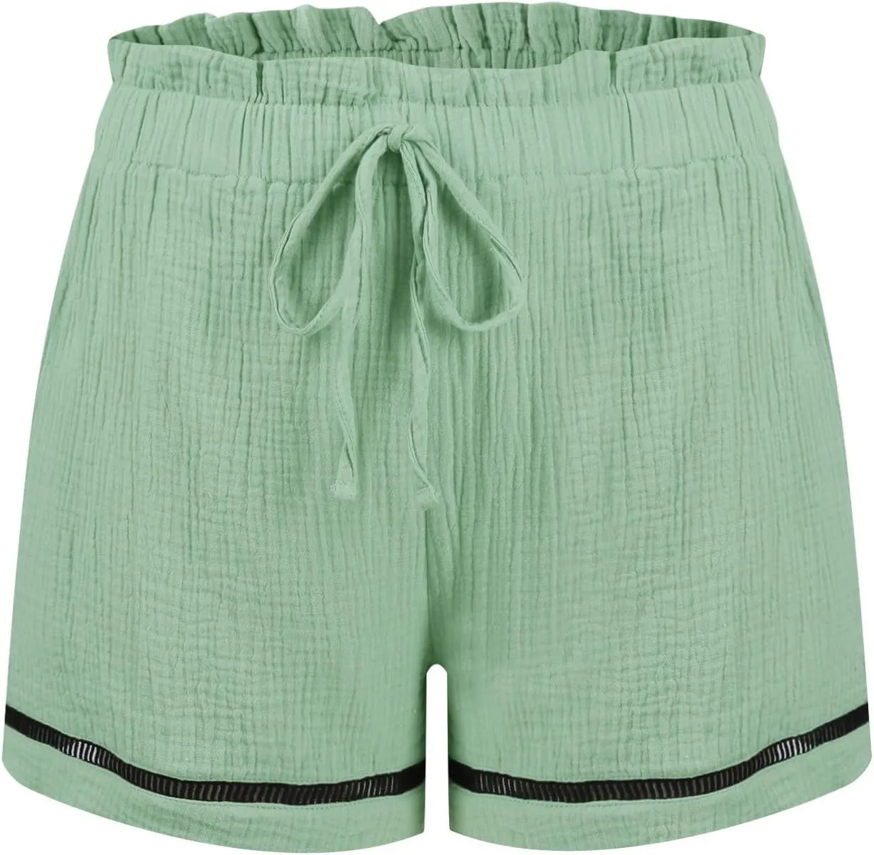 Women Linen Shorts Summer Casual Drawstring Flowy Shorts Wide Leg Shorts with Pockets Plus Size Beach Shorts