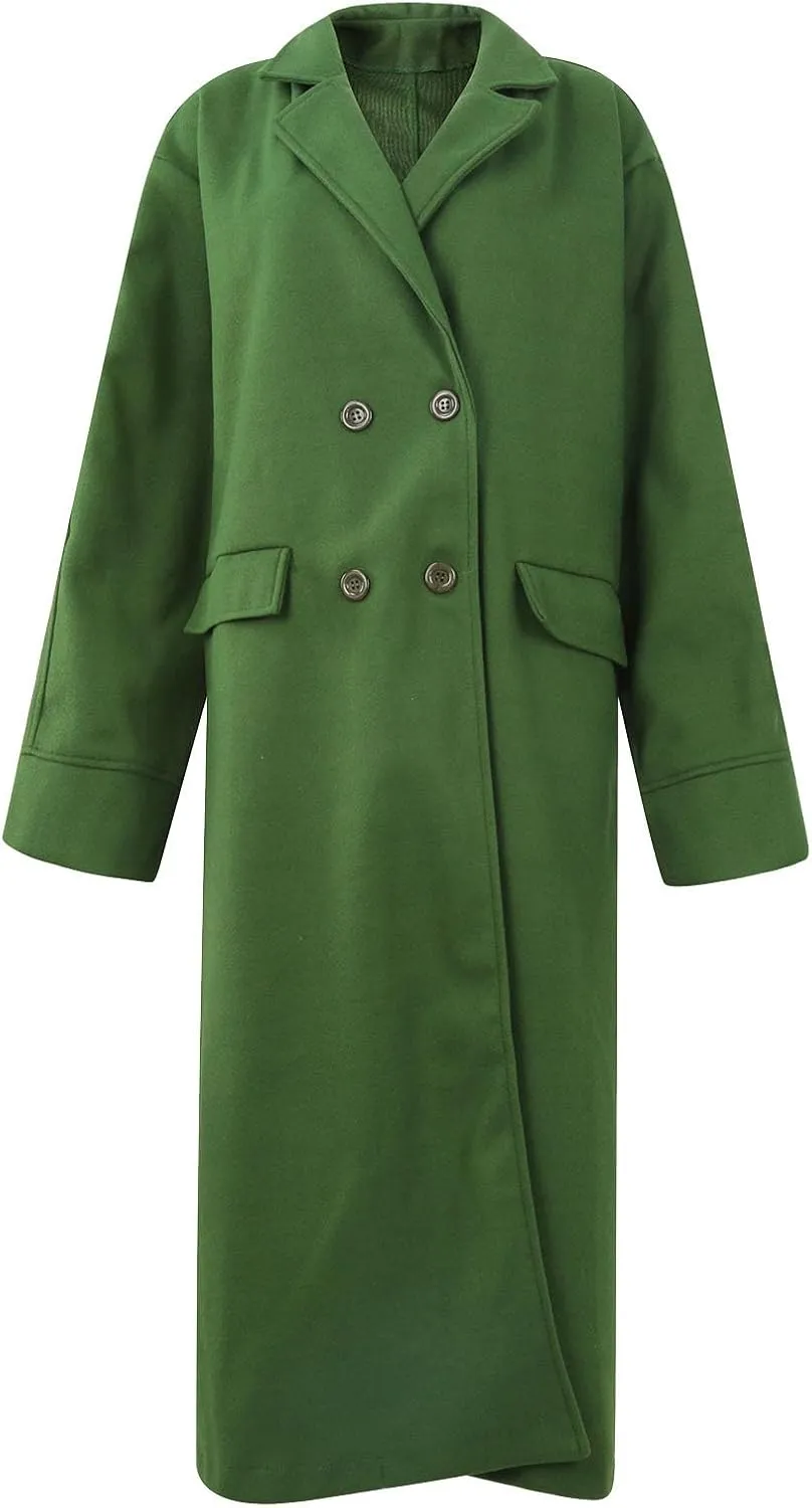 Women Long Sherpa Coat - Solid Loose Jackets Winter Fleece Button Cardigan Super Soft Comfy Blend Over Woolen Coats
