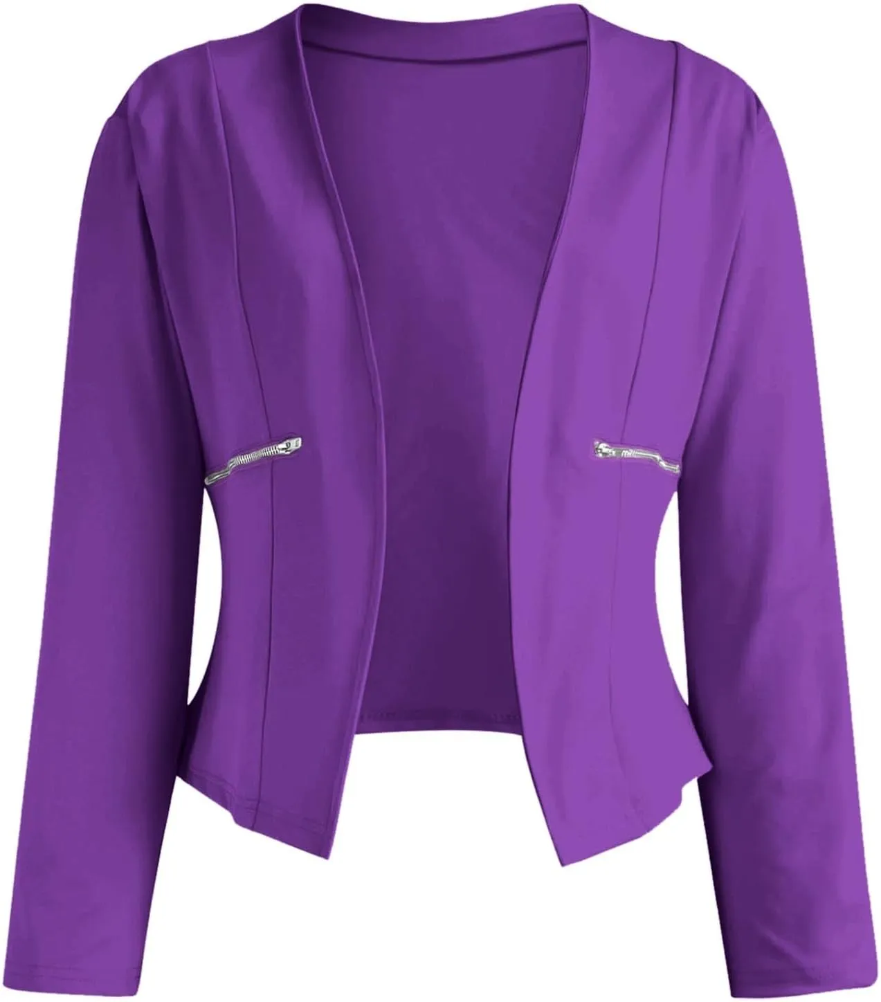 Women Petite Blazers 2024 Trendy Casual Puff Sleeve Bolero Shrug Open Front Cropped Suit Jackets Stylish Cardigan Coats