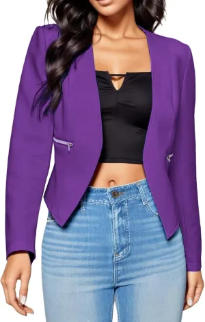 Women Petite Blazers 2024 Trendy Casual Puff Sleeve Bolero Shrug Open Front Cropped Suit Jackets Stylish Cardigan Coats